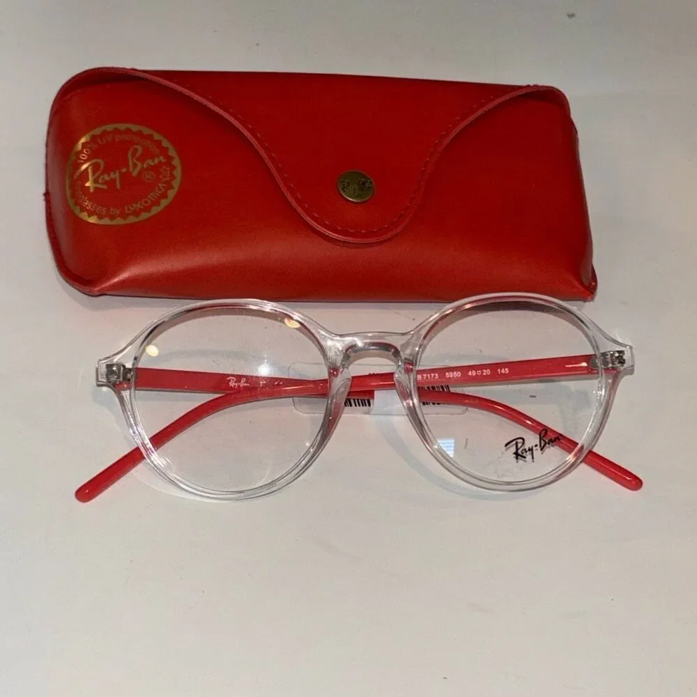 NEW Ray Ban 7173 5950 49 20 145 pink/clear glasses Rx w/case